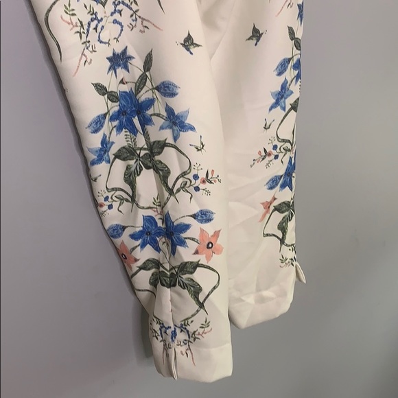 H&M High Waist Floral Print Cream Cropped Pants M - Picture 9 of 13